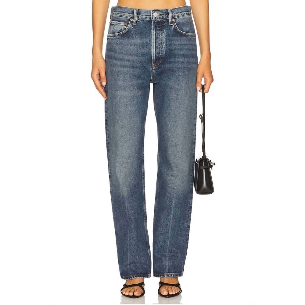Agolde Women’s Straight Leg Jeans in Medium Blue Wash